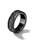 Streamline Two Row Band Ring in Black Titanium, 6.5MM