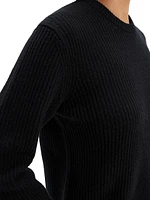 Wool Rib-Knit Boxy Sweater