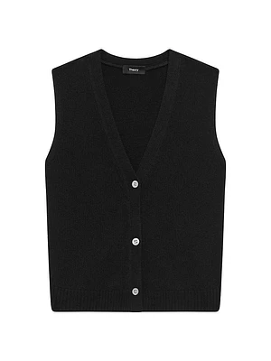 Wool-Blend Knit Button-Front Vest