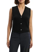 Wool-Blend Knit Button-Front Vest