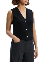 Wool-Blend Knit Button-Front Vest