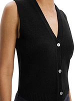 Wool-Blend Knit Button-Front Vest