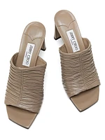 Lua 75MM Ruched Leather Mules