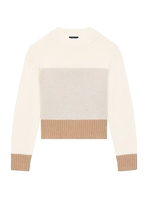 Color Blocked Wool-Cashmere Crop Sweater