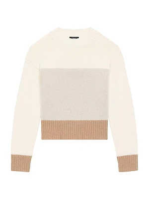 Color Blocked Wool-Cashmere Crop Sweater
