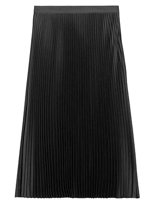 Satin Slim-Fit Pleated Midi-Skirt
