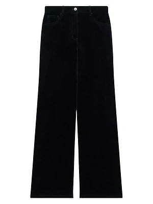 Mid-Rise Straight-Leg Velvet Pants
