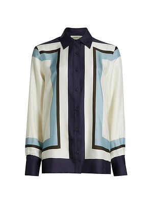 Iris Easy Loose-Fit Printed Silk-Blend Shirt