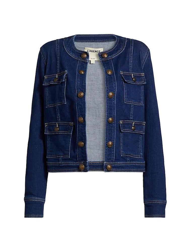 Yari Denim Collarless Jacket