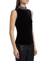 Madelyn Crystal-Embellished Mock Turtleneck Sleeveless Top