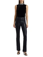 Madelyn Crystal-Embellished Mock Turtleneck Sleeveless Top