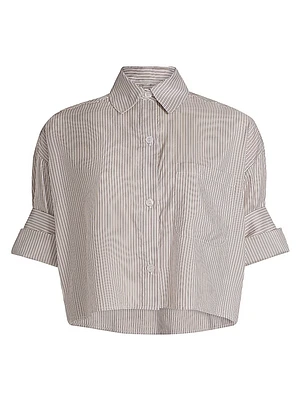 Next Ex Striped Silk Crop Shirt