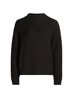 Macie Wool Rib-Knit Zip-Cuff Sweater
