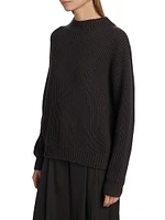 Macie Wool Rib-Knit Zip-Cuff Sweater