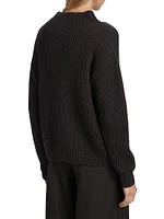Macie Wool Rib-Knit Zip-Cuff Sweater