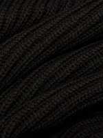 Macie Wool Rib-Knit Zip-Cuff Sweater