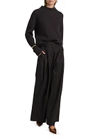 Macie Wool Rib-Knit Zip-Cuff Sweater