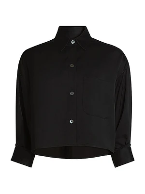 Soon To Be Ex Linen-Blend Crop Shirt