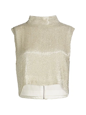 Gigi Beaded Silk Sleeveless Top