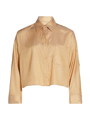 Next Ex Metallic Silk Crop Shirt