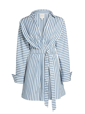Brooke Striped Cotton Belted Shirtdress