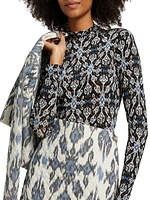 Aurelia Abstract Print Turtleneck Top