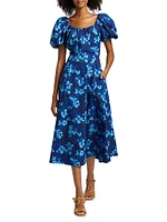 Imara Floral Cotton Poplin Midi-Dress