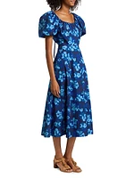 Imara Floral Cotton Poplin Midi-Dress