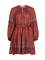 Abri Floral Cotton-Blend Tie-Waist Minidress