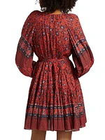 Abri Floral Cotton-Blend Tie-Waist Minidress