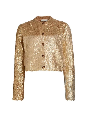 Keira Metallic Wool-Blend Knit Cardigan