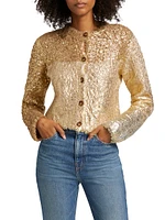 Keira Metallic Wool-Blend Knit Cardigan