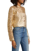 Keira Metallic Wool-Blend Knit Cardigan