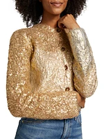 Keira Metallic Wool-Blend Knit Cardigan