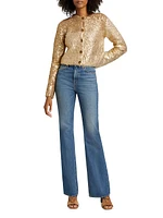Keira Metallic Wool-Blend Knit Cardigan