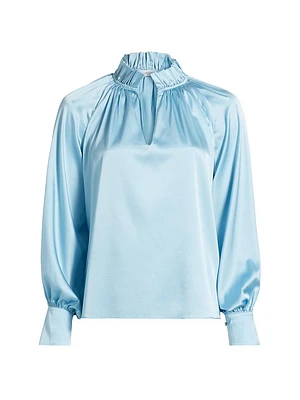 Gayle Ruffled Stretch Silk Blouse