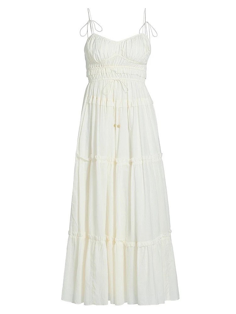 Hallie Cotton Gathered Midi-Dress