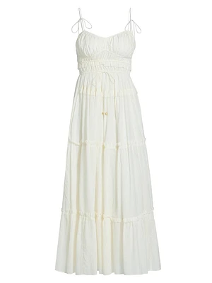 Hallie Cotton Gathered Midi-Dress