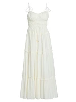 Hallie Cotton Gathered Midi-Dress