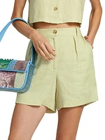 Ella Pleated Linen Shorts
