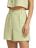 Ella Pleated Linen Shorts