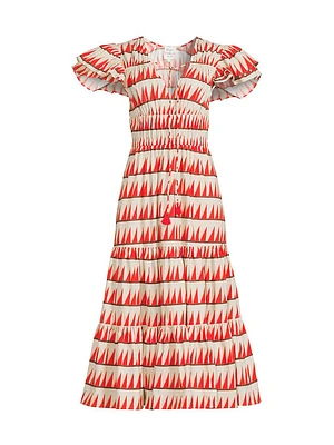 Tiered Peasant Midi-Dress