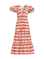 Tiered Peasant Midi-Dress