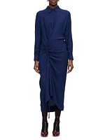 Bianca Long Sleeve Draped Shirt Dress