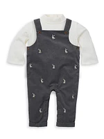 Baby Boy's Bodysuit & Embroidered Corduroy Overalls Set