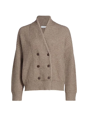 Rib-Knit Double-Breasted Jacket
