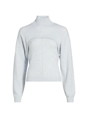 Cashmere Two-Piece Pintuck Turtleneck Sweater