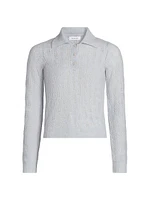 Cashmere Pointelle-Knit Polo Sweater
