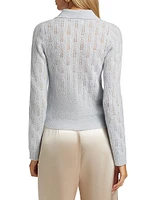 Cashmere Pointelle-Knit Polo Sweater