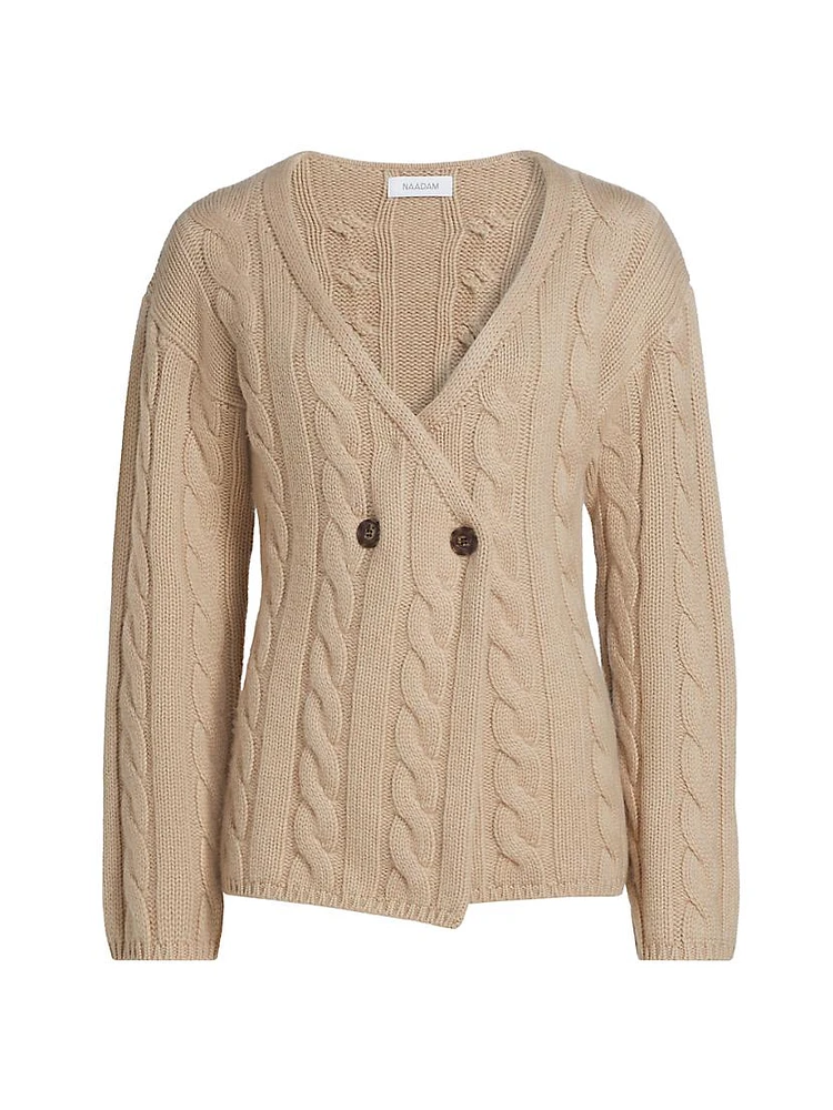 Cable-Knit Double-Breasted Cardigan